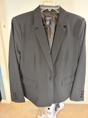 14P EUC Liz Claiborne Black Single-Button Tailored Blazer 14 petite